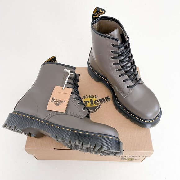 Dr. Martens Shoes - Dr. Martens Khaki Grey 1460 Bex Platform Lace Up Combat Ankle Boot Women Size 10